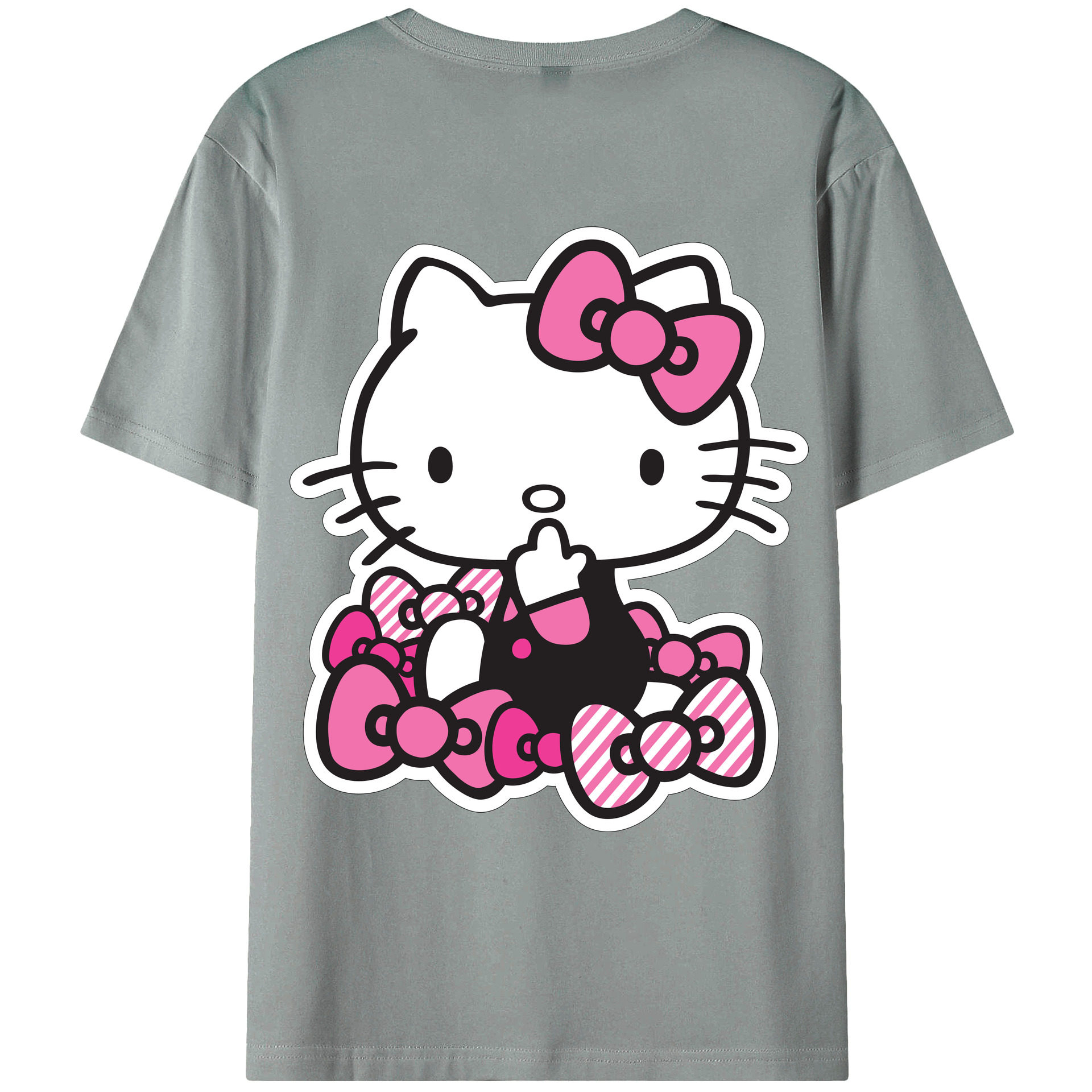 （画像用） Hello Kitty ハローキティ 綿100％ メンズ半袖Tシャツ（バックプリント） 通気性